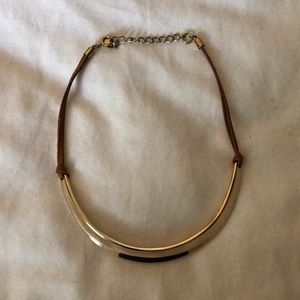 Loft gold and leather choker necklace.